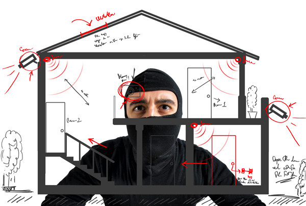 foto casa con sistemi di allarme e videosorveglianza per prevenire il furto di ladri